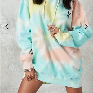 Playboy x missguided tiedie oversized dress hoodie
